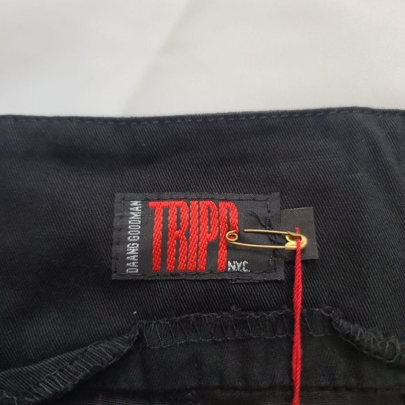 Vintage Tripp NYC Plaid Pleated Mini Skirt, Womens, Black, Red Pin Stripes - Picture 6 of 8